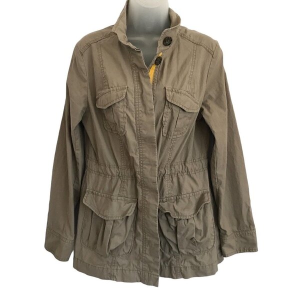Old Navy Womens Military Surplus Khaki Jacket Medium Tan Field Coat Lightweight - Picture 1 of 12
